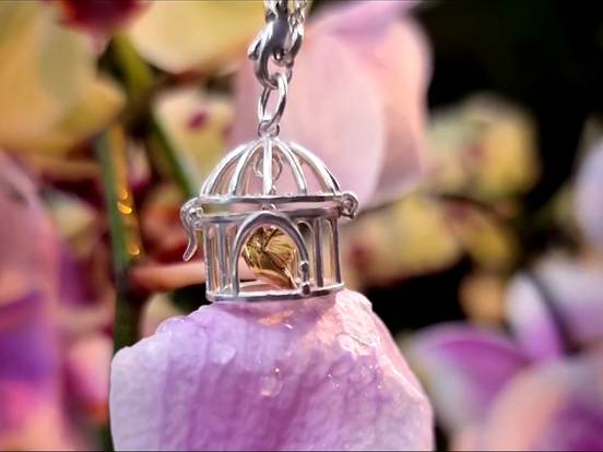 Bird Cage Jewelry Art. Moving Miniature. Gold 18k & Sterling Silver. Handmade. 
